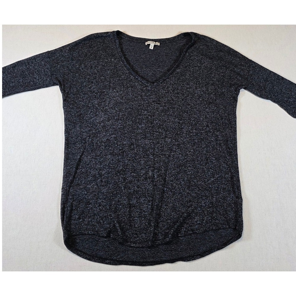 Express One Eleven Women M Heathered Gray Deep V-Neck High-Low T-Shirt Soft Knit